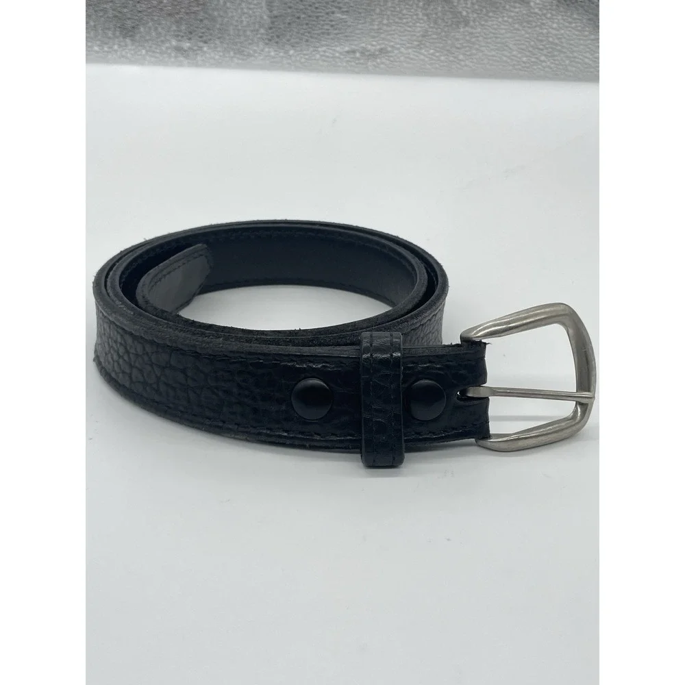 Black Shrunken Bison Leather Belt Quality USA Handcrafted Western Casual XL‎ 40